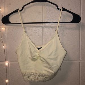 Cream lace crop top